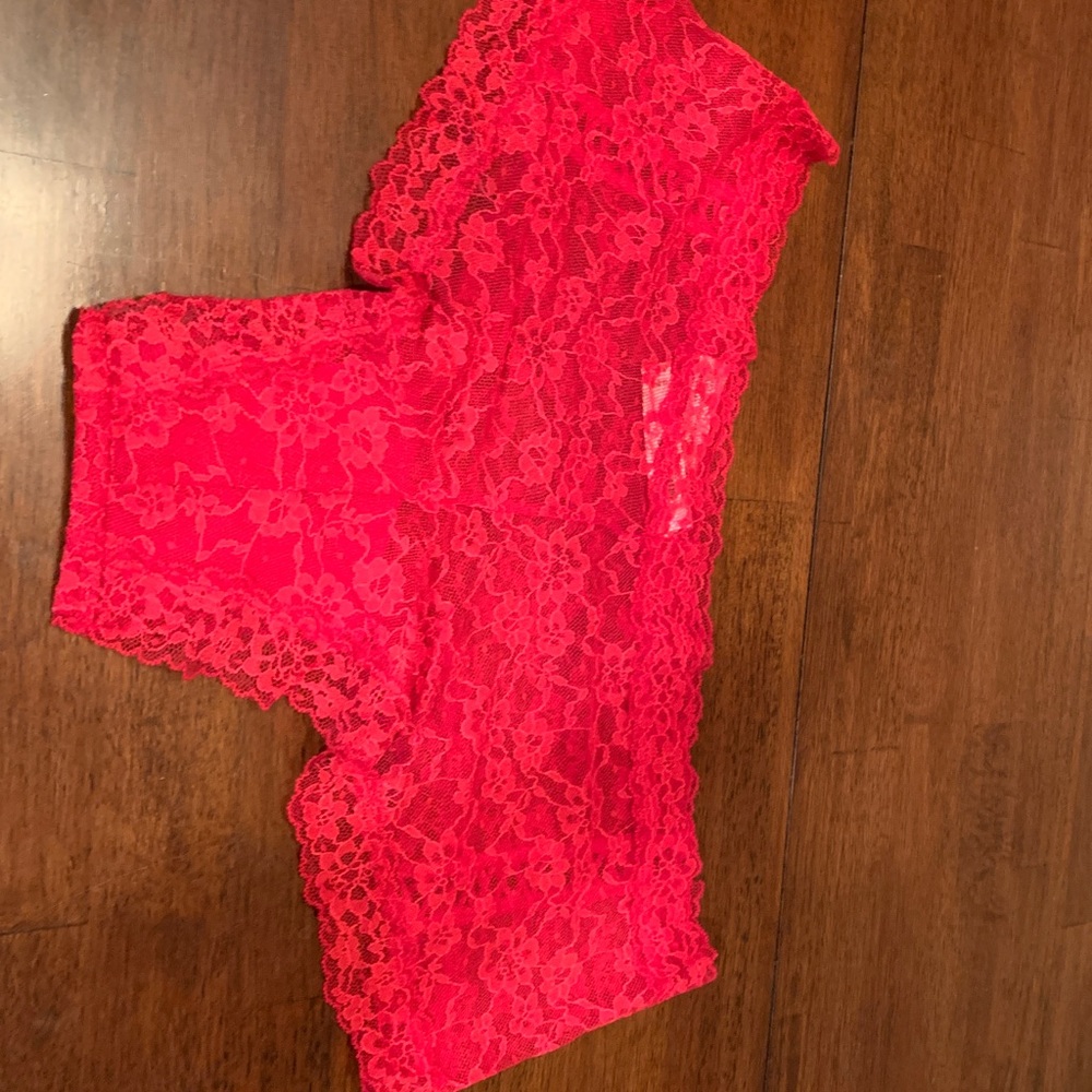 Absolutely stunning red lacy undies size XL, with beautiful  decor on the back